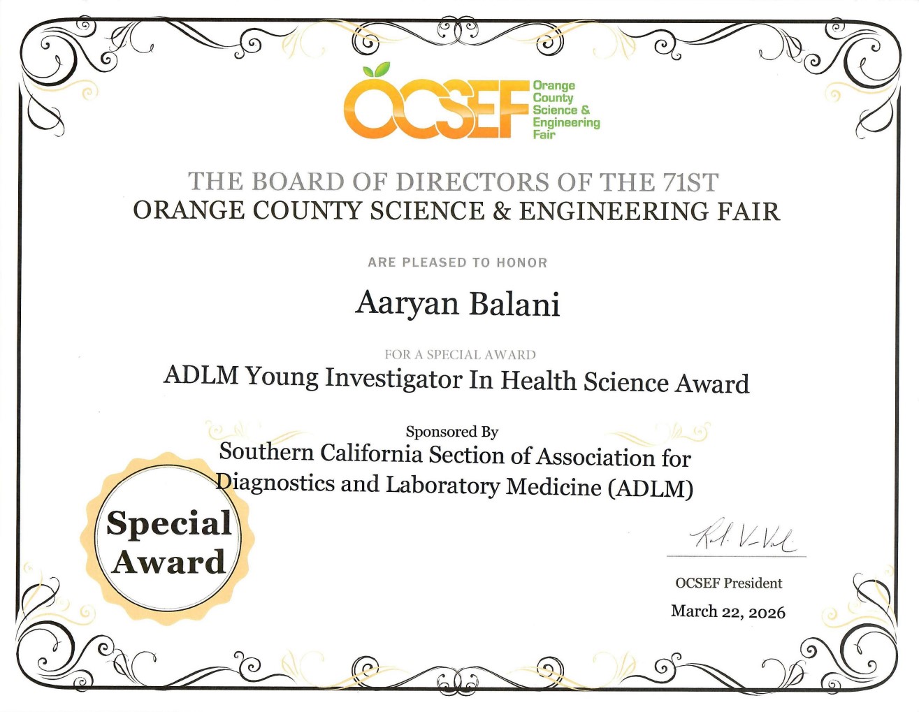 Special Award, 2026